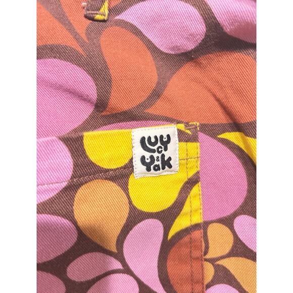 Lucy & Yak Jeans Womens W40 L29 Wide Leg Denim Organic 70s Pattern Paisley Disco - Picture 4 of 6